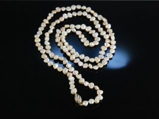Feine Lange Zuchtperlenkette Biwa Perlen Kette Rose Gold 585 Brillanten Um 1986 Bild