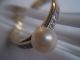 Art Deco Brillant Perlen Ring / 585er Gold / Große Akoya Perle / Neuw. Ringe Bild 1