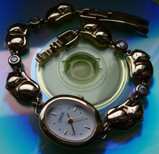 Armband Uhr DÖsende Katzen Silber 925 Vergoldet Zirkonia Von Lenox,  WunderschÖn Bild