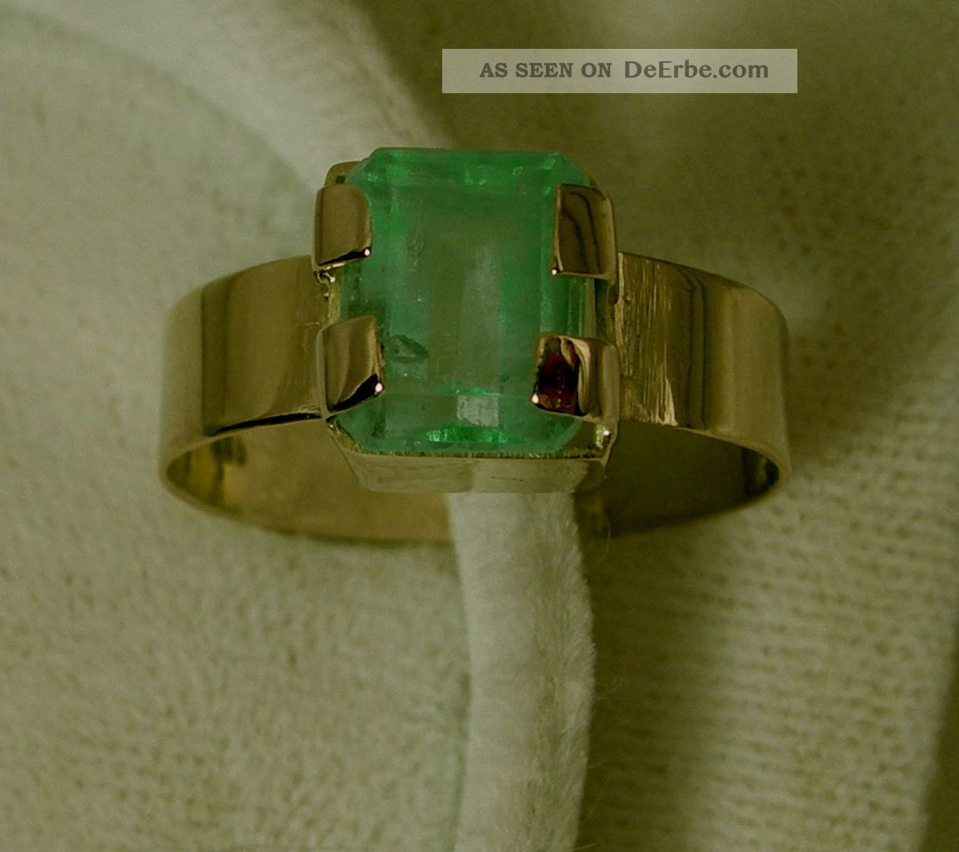 Schöner Ring Mit Echtem Kolumbischen Smaragd (emerald) 1,  85 Ct.  In 585 Gelbgold Ringe Bild