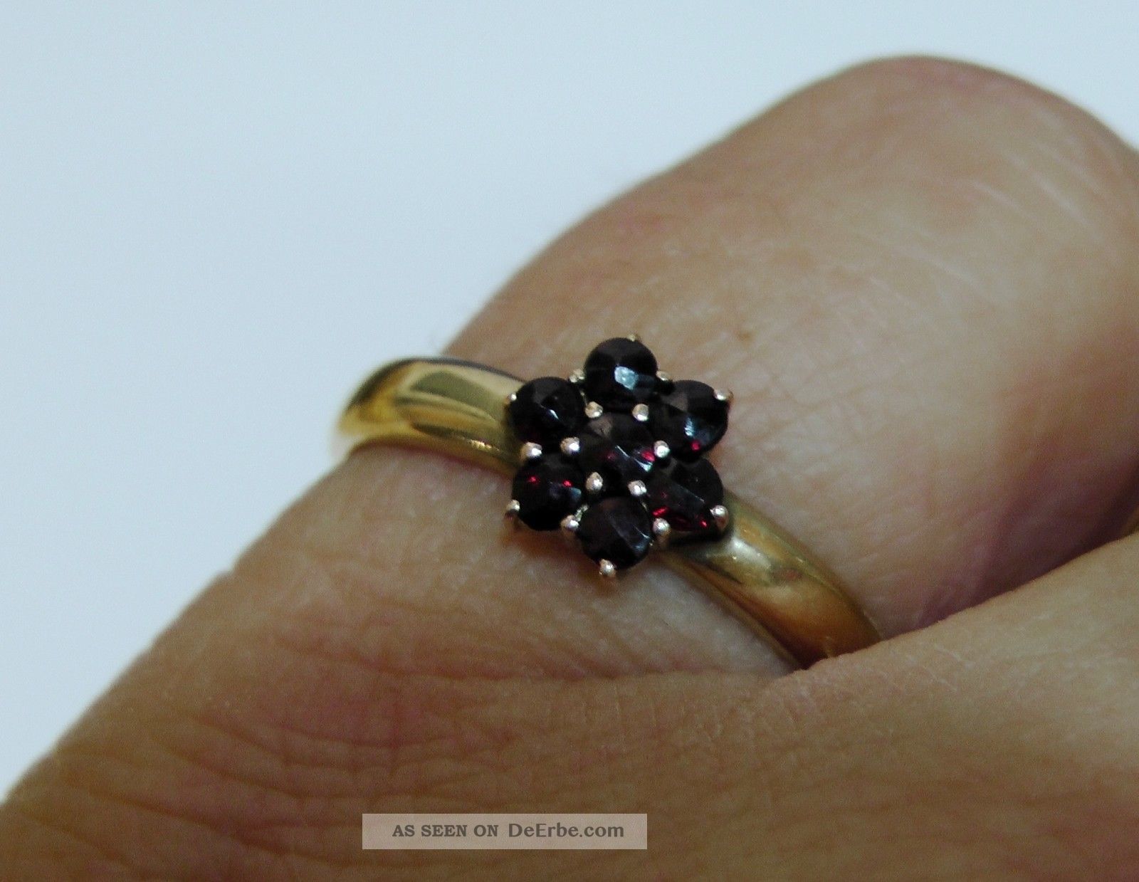 Rot Gold Ring Granat Rot Gelbgold Gold Ring 585 Er Gr 56 17, 8 Mm Historisch Gravur 1905