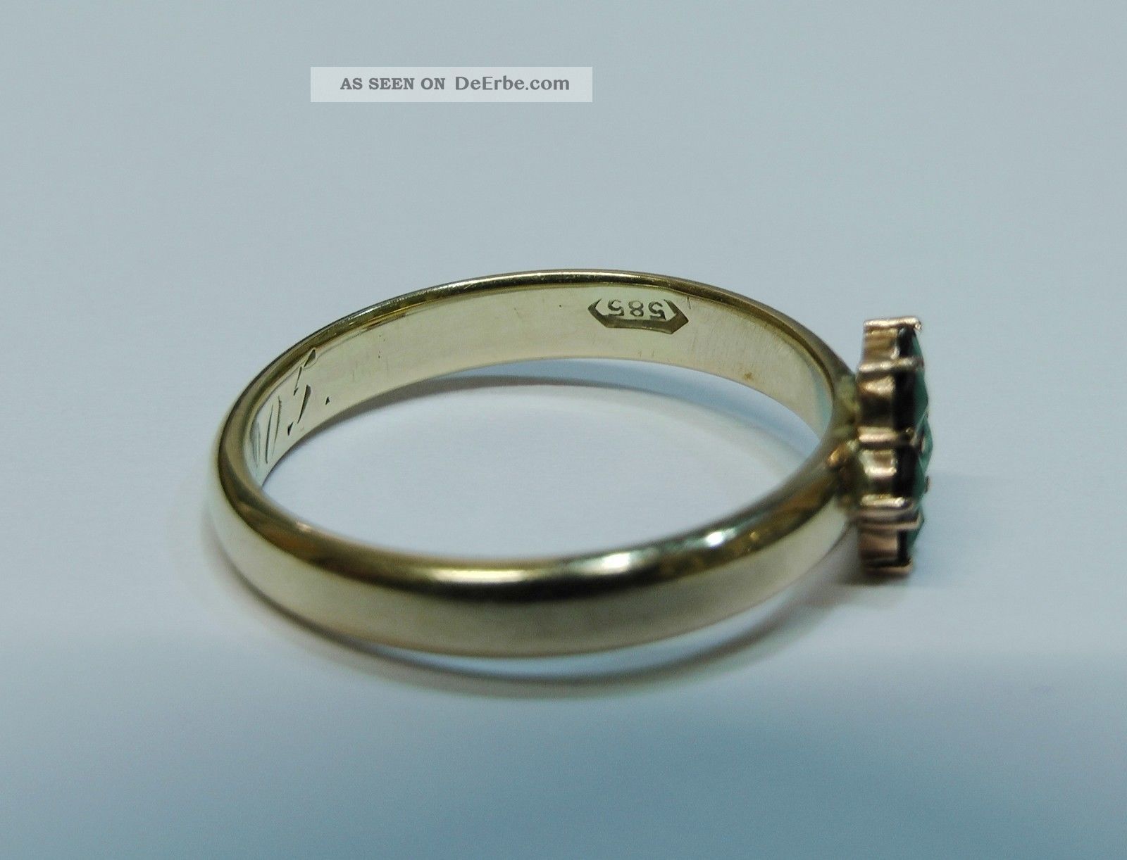 Rot Gold Ring Granat Rot Gelbgold Gold Ring 585 Er Gr 56 17, 8 Mm Historisch Gravur 1905