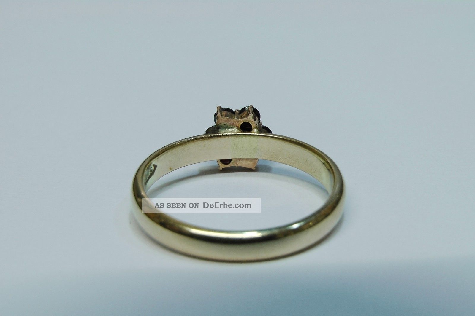 Rot Gold Ring Granat Rot Gelbgold Gold Ring 585 Er Gr 56 17, 8 Mm Historisch Gravur 1905