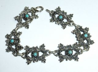 Hochwertiges Armband Trachtenschmuck Echt Silber Aufwendig Türkis Perlen Bild