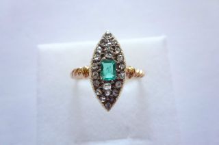 Prachtvoller Jugendstil Art Nouveau Ring Gold 585 Smaragd Und Diamanten Bild