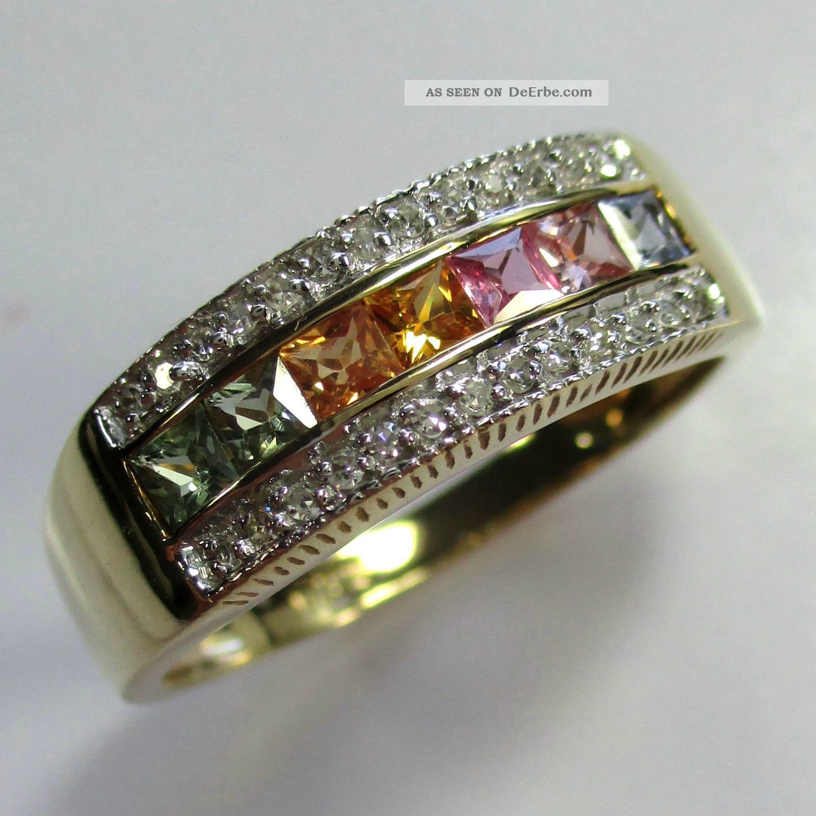 743 - Attraktiver Farbstein Diamant Ring Aus Gold 375 - - - Video - 1535 - Ringe Bild