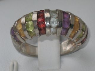 Art - Deco Silber Ring Bergkristall Granat Peridot Zitrin Amethyst Bild