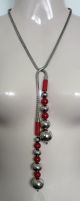 Jakob Bengel Art Deco Kette Galalith Glas Machine Age Long Necklace Dangle Ball Schmuck nach Epochen Bild 2
