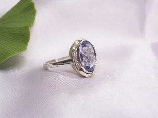 Art Deco Silberring: 835er Silber: Ring Mit Blauem Glasstein: 1930/40er Jahre Bild