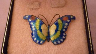Schöne Alte Brosche Schmetterling Emaille Bild