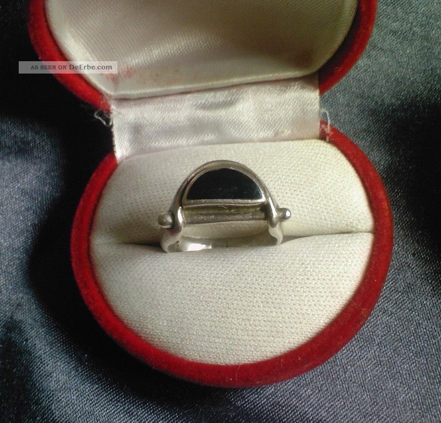 Antiker Damen/herren Silber Ring Mit Onyx 925er Gest.  (ca.  17,  4mm Ø) Ringe Bild