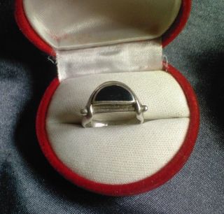 Antiker Damen/herren Silber Ring Mit Onyx 925er Gest.  (ca.  17,  4mm Ø) Bild