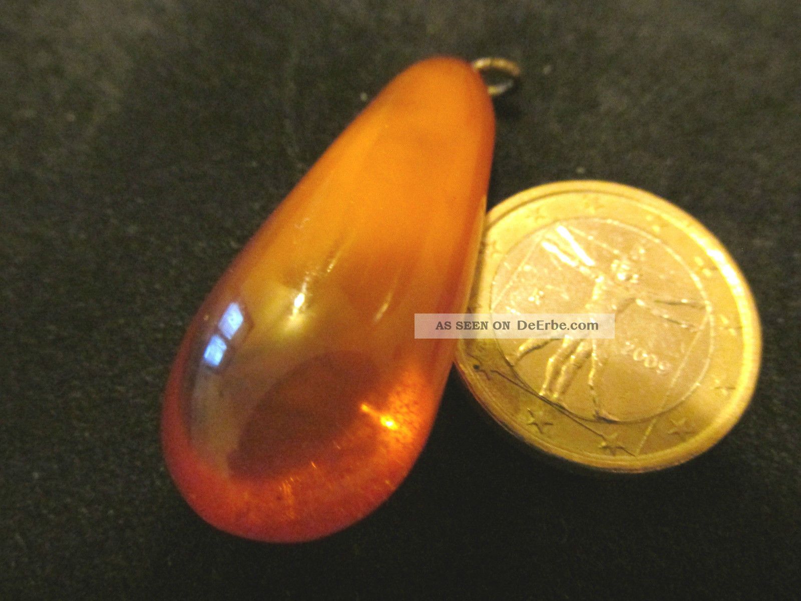 Bernstein Anhänger Amber Butterscotch Bernsteintropfen Nicht Flach Sondern Rund Schmuck & Accessoires Bild