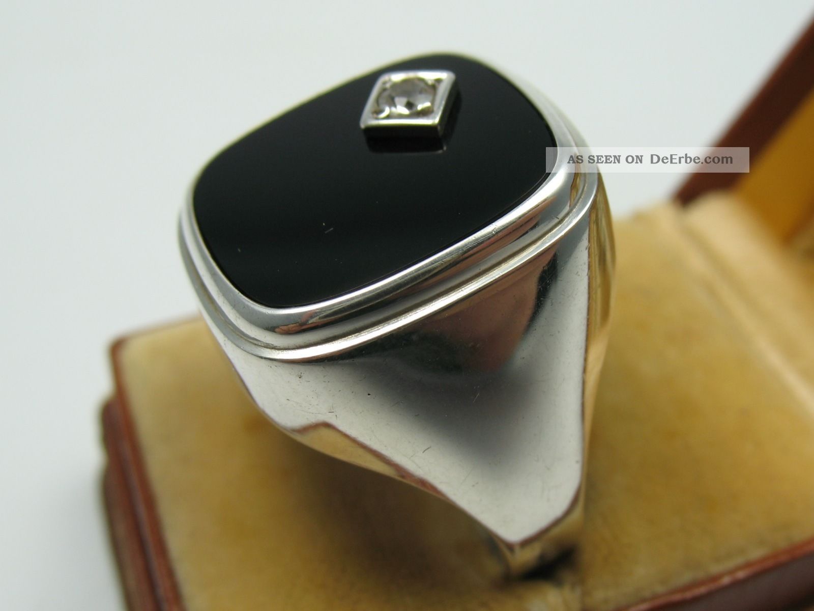 Sehr SchÖner Alter Siegelring Aus 925 Silber Mit Onyx Ringe Bild