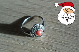 Ring Rotbrauner Stein 835er Silber Top Weihnachtsgeschenk Bild