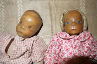 Junge Und Mädchen Puppen Mit Holz Kopf,  Wohl 50er Jahre Bild