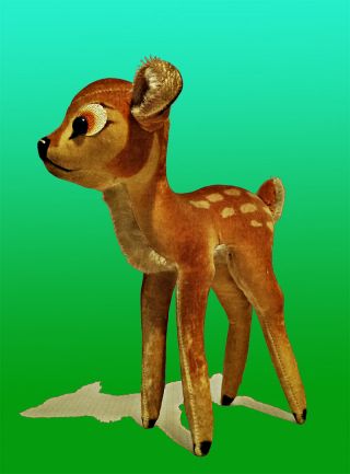 Steiff Vintage Bambi Reh Deer Rehkitz Walt Disney 50er - 60er Samt 22cm Rare Top Bild