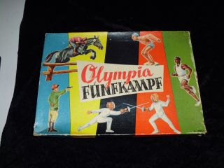 Altes Würfelspiel - Olympia - Fünfkampf - M.  Spielregel - Unbenutzt - 50er Jahre Bild