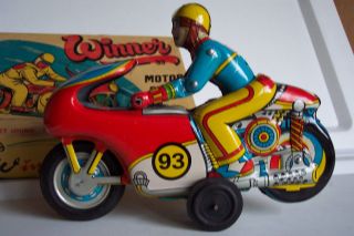 Motorrad Motorradfahrer Aus Blech Tin Toys Bild