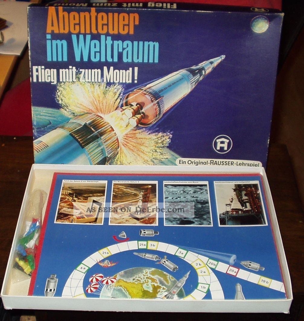 Rarität Gesellschaftsspiel Flieg Mit Mir Zum Mond Gefertigt nach 1945 Bild