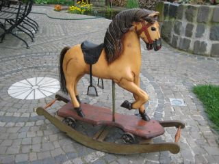 Seltenes Nostalgisches Schaukelpferd Karusellpferd Holzpferd Bild