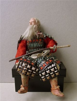 3.  Samurai Puppe F.  Hina Matsuri Fest Glasaugen Muschelkalk Japan Um 1920 Bild