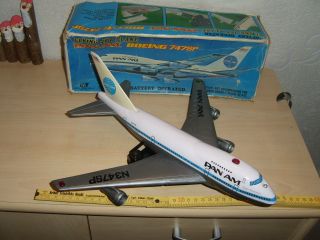 Blechflugzeug,  Made In Japan,  Pan Am Boeing 747sp,  60iger Jahre,  Ovp Bild
