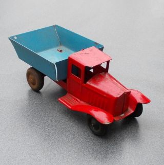 Blechauto Laster,  Vintage Dump Truck Tri - Ang Toys,  Lines Bros.  Ltd.  Adelsnachlass Bild