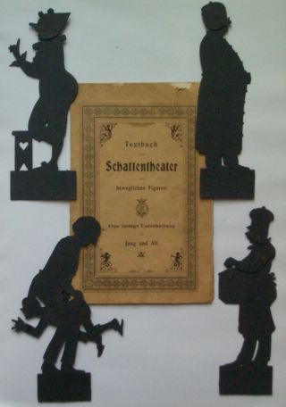 Textbuch Zum Schattentheater Mit Beweglichen Figuren & 5 Figuren Ca.  1880 Bild