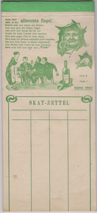 Um 1900 Skat Zettel,  Skatblock - Skatregeln - Spielkarten - Kartenspiel Bild