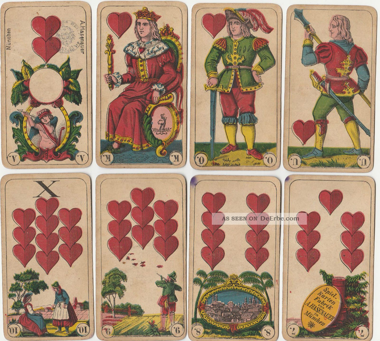♥ ♥ Alte Spielkarten Playing Cards Bayern Hasenauer München Um 1900 ♥ ♥ Gefertigt vor 1945 Bild