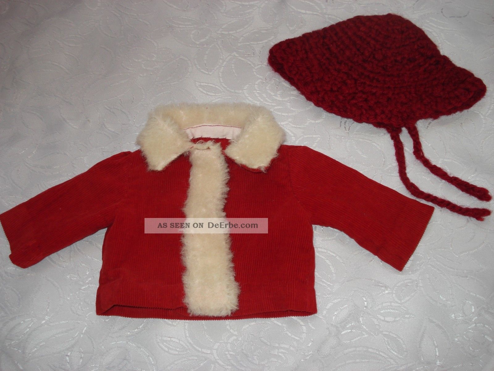 Schönes Rotes Cordjäckchen Und Mütze/hut Original, gefertigt vor 1970 Bild