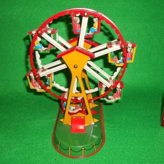 Großes Riesenrad Gondeln Federwerk Blechspielzeug Blech Karussell Tin Toy Kirmes Bild