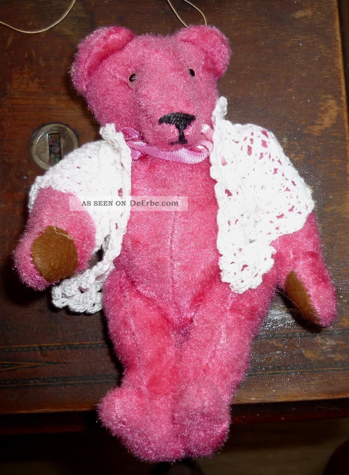 Alter,  Kleiner Seidenplüsch - Bär Rosa,  Unbespielt,  Um 1950 Stofftiere & Teddybären Bild