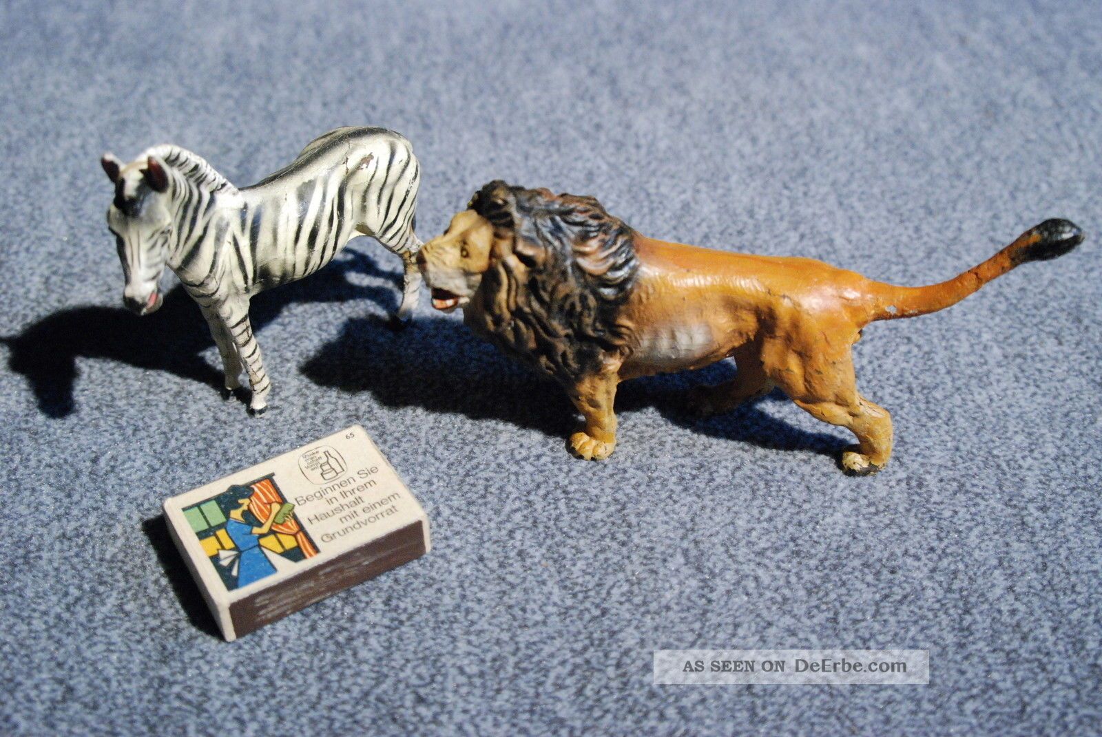 Massefigur Exotische Tiere LÖwe,  Zebra 2 Stk Elastolin & Lineol Bild