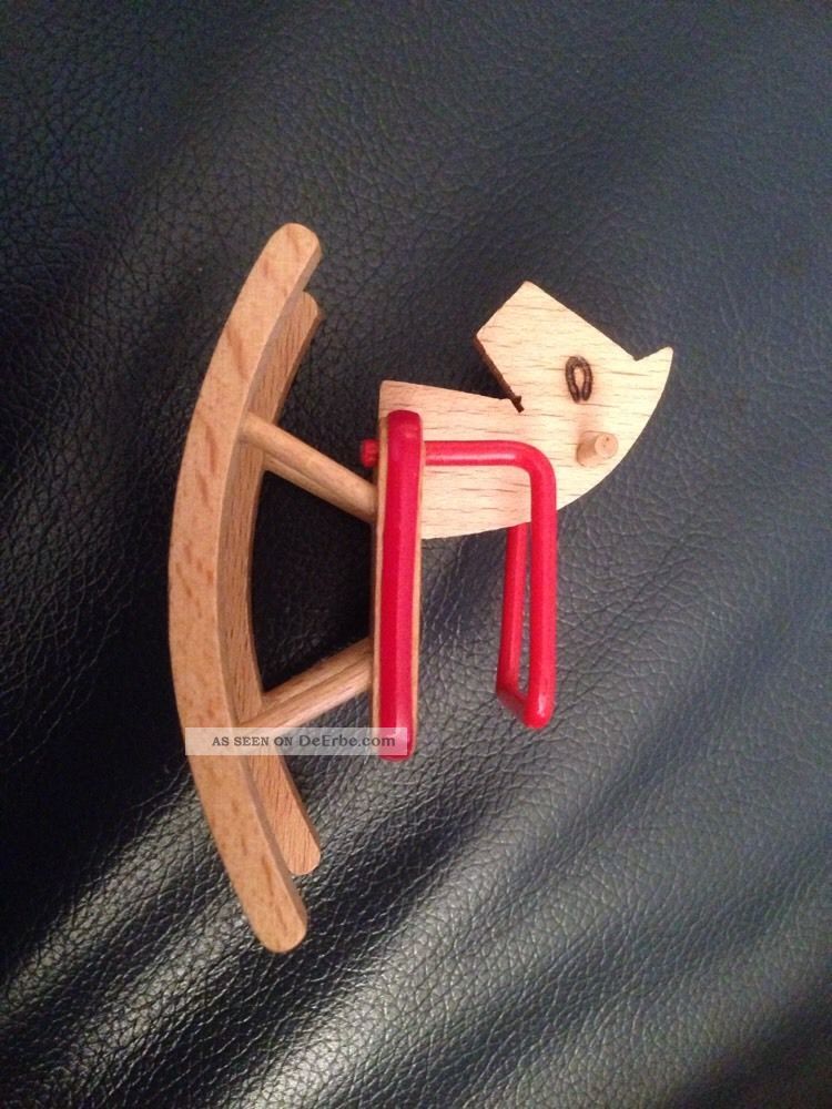 Holzschaukelpferd Für Die Puppenstube Aus Den 70ern Naturholz Lackiert Nostalgieware, nach 1970 Bild