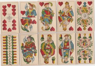 ♥ ♥ ♥ Alte Spielkarten Playing Cards Schwäbisches Bild Vss L&h 1880 ♥ ♥ ♥ Bild