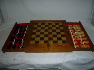 Schachspiel Asiatisch Aus Holz Schachbrett Handgeschnitzt, Bild
