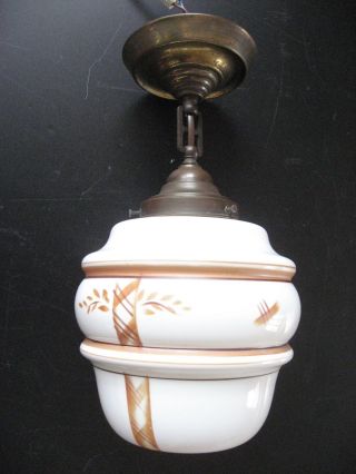 Jugendstil Deckenlampe Aus Der Zeit Mit Glasschirm Bild
