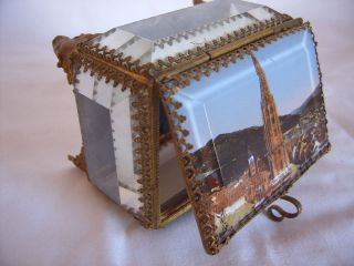 Seltene Kostbare Edle Antike Kristall Schmuckschatulle Mit Ansicht V.  Freiburg Bild