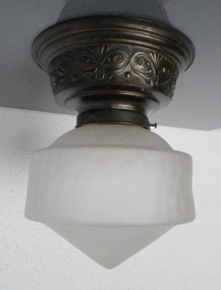 Schöne Jugendstil Deckenlampe Plafonniere Satiniertes Glas Um 1910 Bild