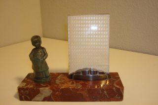 Kleiner Art Deco Bilderrahmen Marmor Figur Glas Bild