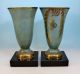Paar Art Deco Wmf Ikora Metall Vasen Mit Marmor Sockel 1920-1949, Art Déco Bild 1