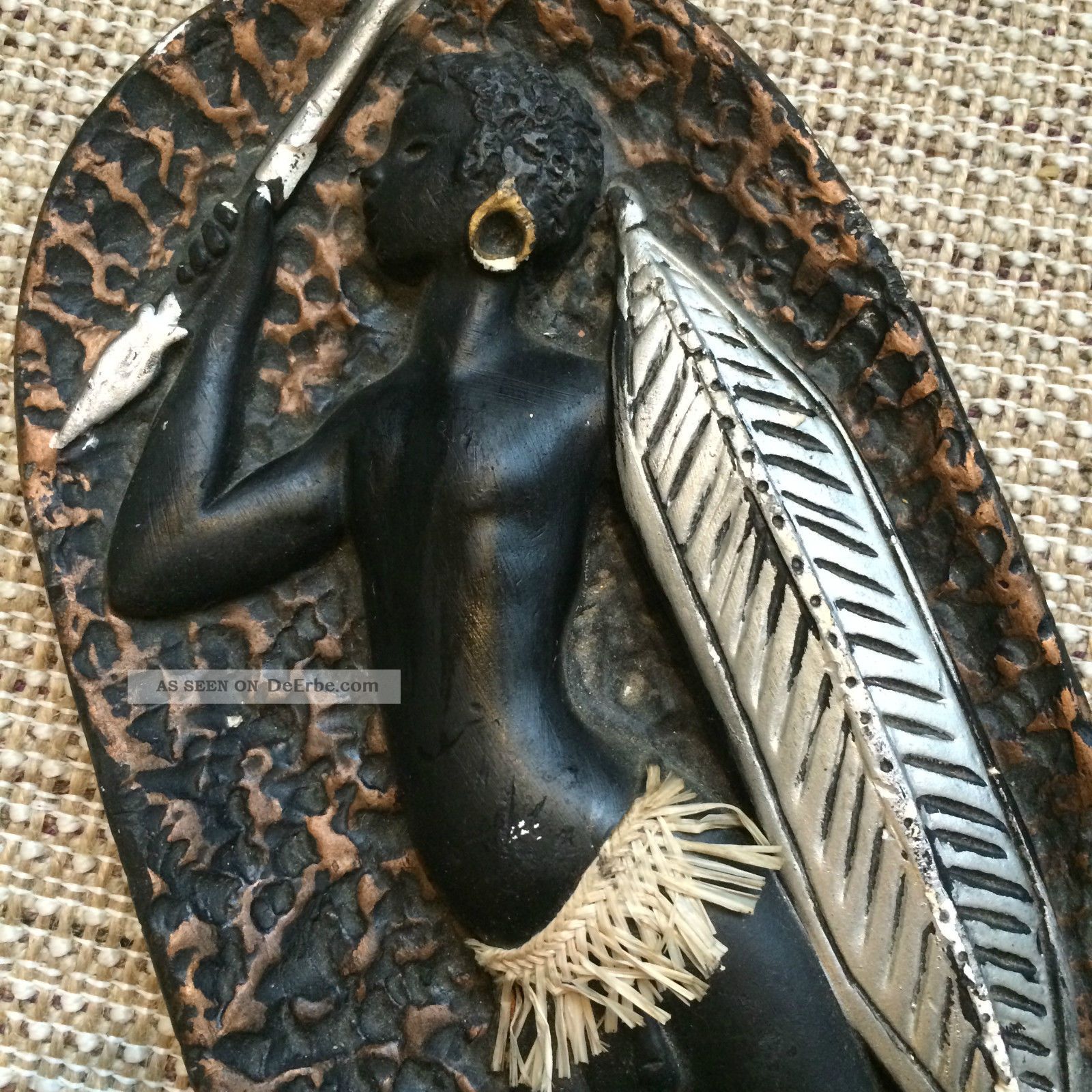 50er Jahre - Afrikaner Wandfigur - 32 Cm 2 1950-1959 Bild