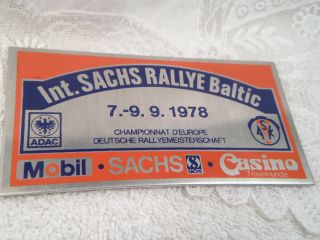 Plakette Adac / Ask Int.  Sachs Rallye Baltic Sept.  1978 Deutsche Rallyemeisters. Bild