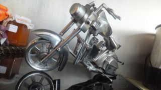 Harley Davidson Model - Skulptur Metall Alu - Poliert Traumhaft Gut Astr Bild