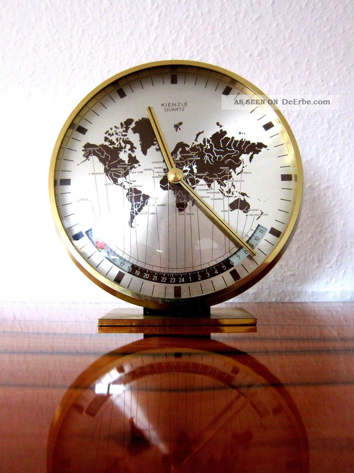 Design Kienzle Quartz Uhr / Tischuhr / Weltzeituhr - Worldtimer Table Clock 50er 1950-1959 Bild