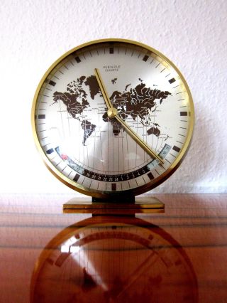 Design Kienzle Quartz Uhr / Tischuhr / Weltzeituhr - Worldtimer Table Clock 50er Bild