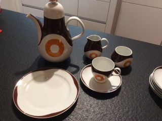Kaffeeservice,  Heinrich - Porzellan,  Braun - Orange,  70er - Jahre,  Retrodesign Bild