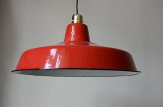 Industrielampe Vintagelampe Emaillelampe Bauhaus Stil,  Werkstattleuchte Rot Bild